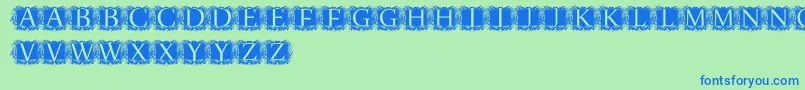 ModernKerawang Font – Blue Fonts on Green Background