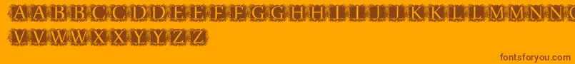 ModernKerawang Font – Brown Fonts on Orange Background