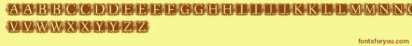 ModernKerawang Font – Brown Fonts on Yellow Background