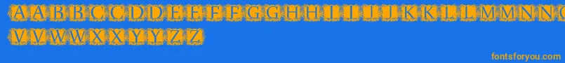 ModernKerawang Font – Orange Fonts on Blue Background