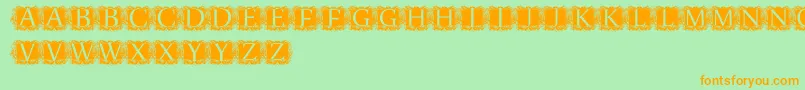 ModernKerawang Font – Orange Fonts on Green Background