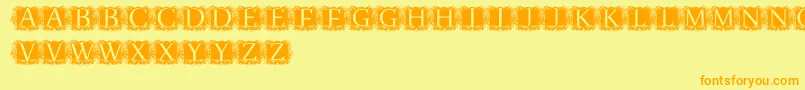 ModernKerawang Font – Orange Fonts on Yellow Background