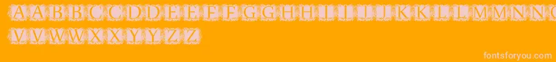 ModernKerawang Font – Pink Fonts on Orange Background