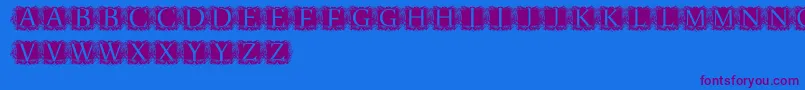 ModernKerawang Font – Purple Fonts on Blue Background