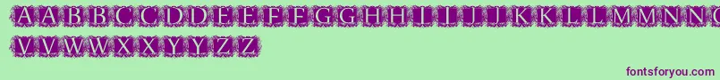 ModernKerawang Font – Purple Fonts on Green Background