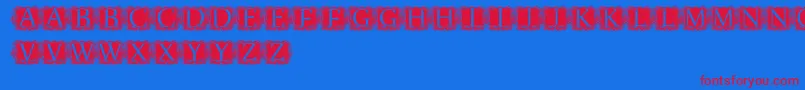 ModernKerawang Font – Red Fonts on Blue Background