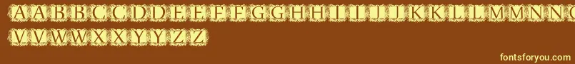 ModernKerawang Font – Yellow Fonts on Brown Background