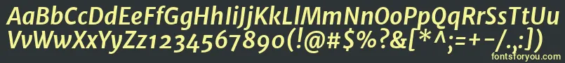 フォントMerriweathersansBolditalic – 黒い背景に黄色の文字