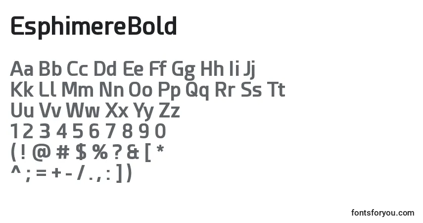 Шрифт EsphimereBold – алфавит, цифры, специальные символы