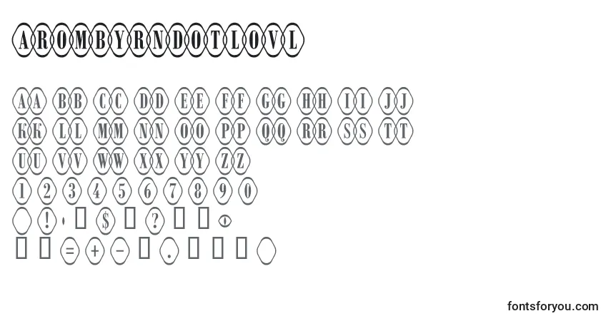 A fonte ARombyrndotlovl – alfabeto, números, caracteres especiais