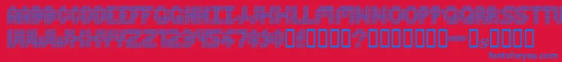 CubeToss-Schriftart – Blaue Schriften auf rotem Hintergrund