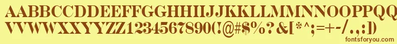 フォントSerifernrBold – 茶色の文字が黄色の背景にあります。