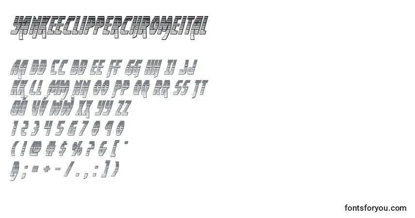 Czcionka Yankeeclipperchromeital – alfabet, cyfry, specjalne znaki