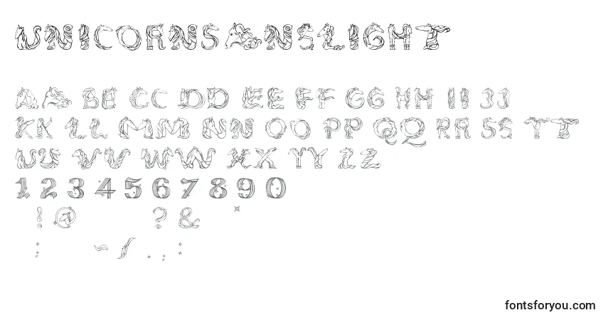 Schriftart UnicornSansLight – Alphabet, Zahlen, spezielle Symbole