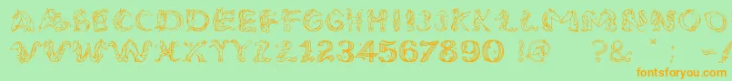 UnicornSansLight-Schriftart – Orangefarbene Schriften auf grünem Hintergrund