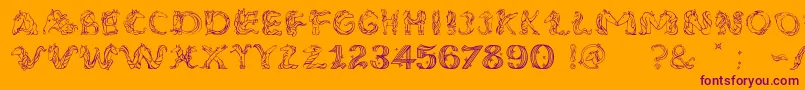 UnicornSansLight-Schriftart – Violette Schriften auf orangefarbenem Hintergrund