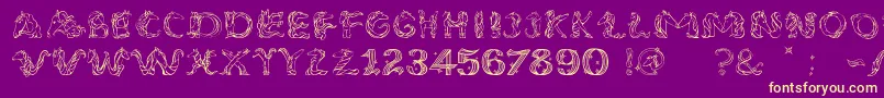 UnicornSansLight-Schriftart – Gelbe Schriften auf violettem Hintergrund