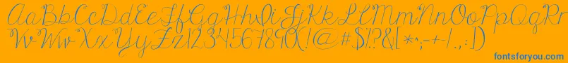 Kgonlyhuman-Schriftart – Blaue Schriften auf orangefarbenem Hintergrund