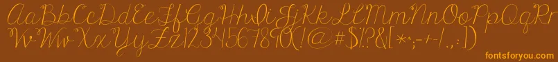 Kgonlyhuman-Schriftart – Orangefarbene Schriften auf braunem Hintergrund