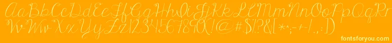 Kgonlyhuman-Schriftart – Gelbe Schriften auf orangefarbenem Hintergrund