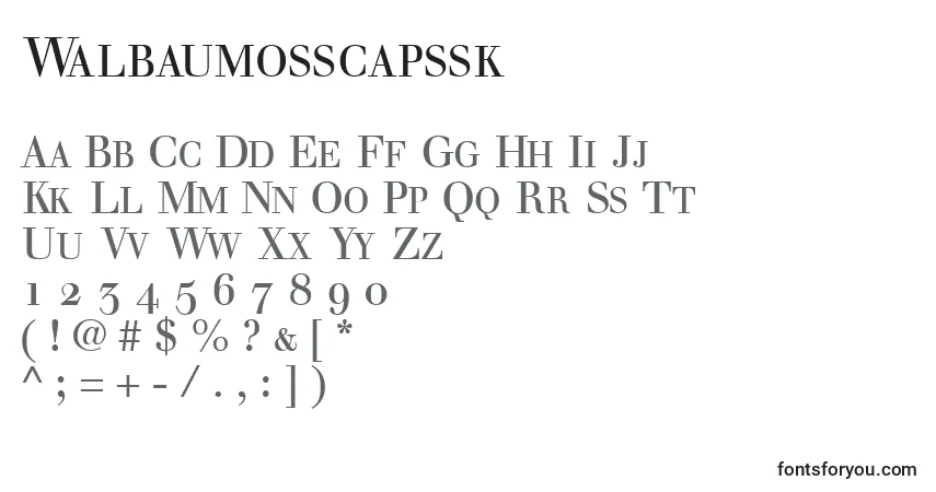 Walbaumosscapssk-fontti – aakkoset, numerot, erikoismerkit