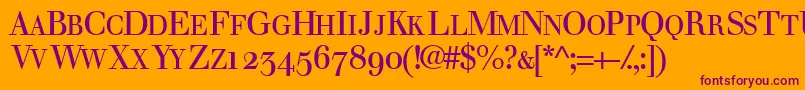Walbaumosscapssk Font – Purple Fonts on Orange Background