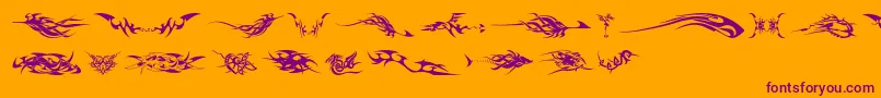 Tribalzb-Schriftart – Violette Schriften auf orangefarbenem Hintergrund