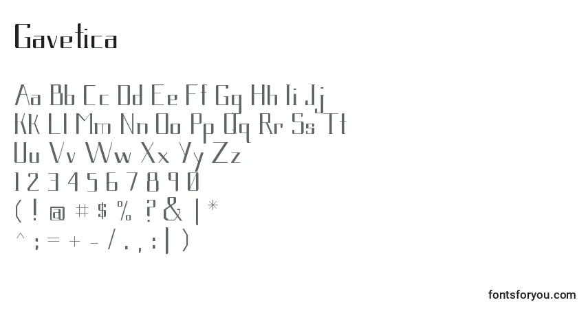 A fonte Gavetica – alfabeto, números, caracteres especiais