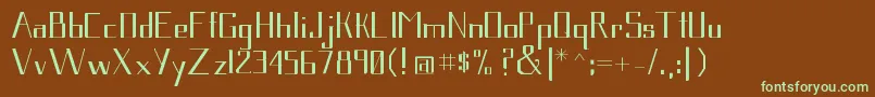 フォントGavetica – 緑色の文字が茶色の背景にあります。
