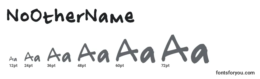 NoOtherName Font Sizes