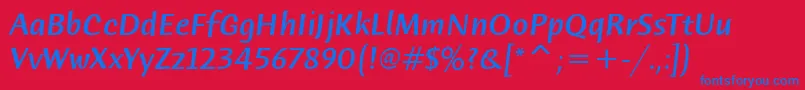 HumanaSansItcMediumItalic Font – Blue Fonts on Red Background