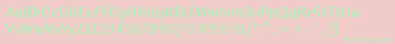 HumanaSansItcMediumItalic Font – Green Fonts on Pink Background