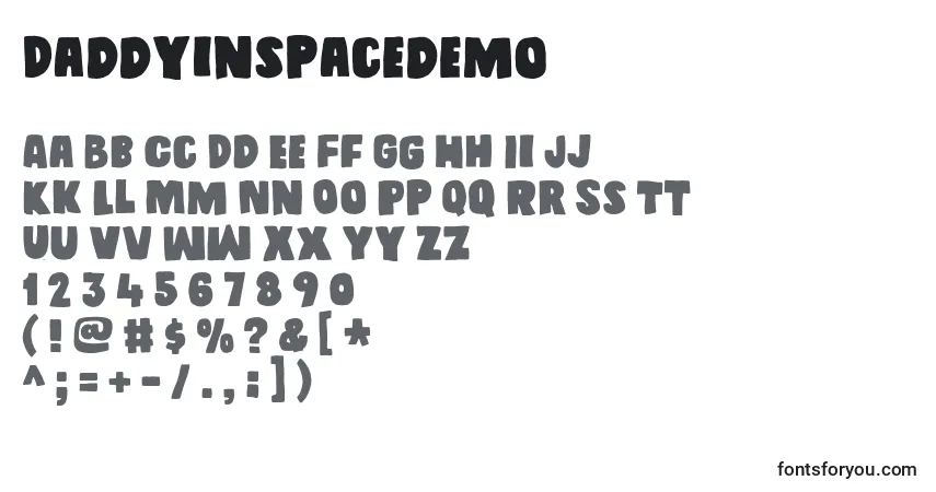 Шрифт Daddyinspacedemo – алфавит, цифры, специальные символы