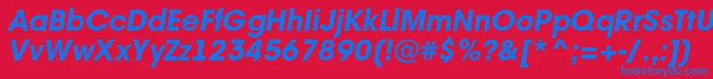 Czcionka AAvantebsExtrabolditalic – niebieskie czcionki na czerwonym tle
