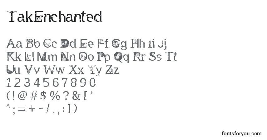 Schriftart TakEnchanted – Alphabet, Zahlen, spezielle Symbole