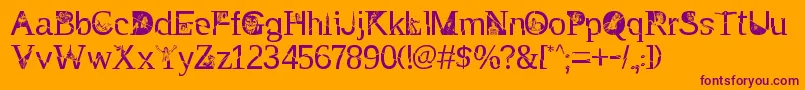 TakEnchanted-Schriftart – Violette Schriften auf orangefarbenem Hintergrund