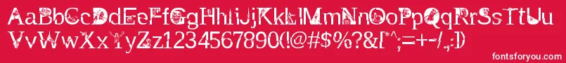 TakEnchanted-Schriftart – Weiße Schriften auf rotem Hintergrund