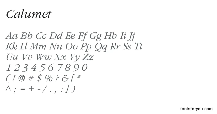 Calumet-fontti – aakkoset, numerot, erikoismerkit