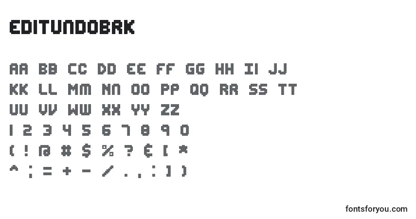EditUndoBrk-fontti – aakkoset, numerot, erikoismerkit