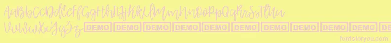 AlbretDemo-fontti – vaaleanpunaiset fontit keltaisella taustalla