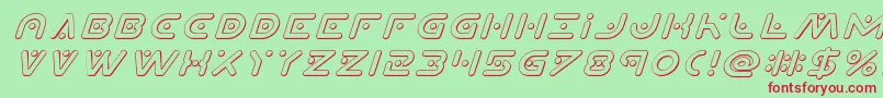 フォントPlanetx3Dital – 赤い文字の緑の背景