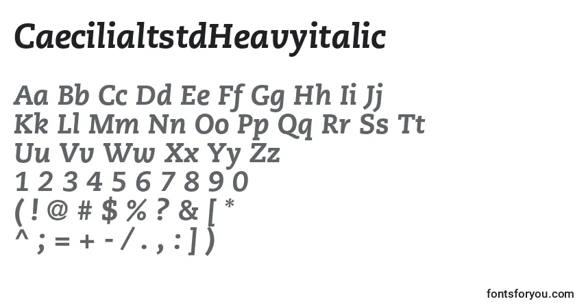 Fuente CaecilialtstdHeavyitalic - alfabeto, números, caracteres especiales