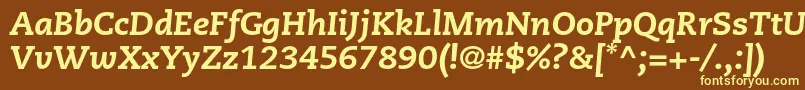 CaecilialtstdHeavyitalic-fontti – keltaiset fontit ruskealla taustalla