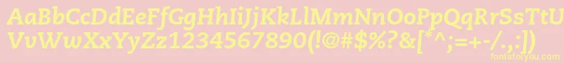 Fonte CaecilialtstdHeavyitalic – fontes amarelas em um fundo rosa