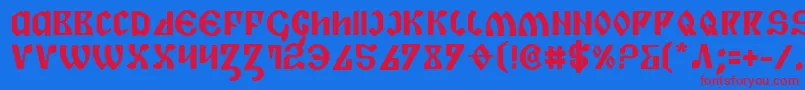 フォントPiperb – 赤い文字の青い背景