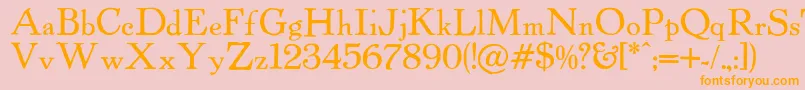 Powellantique-Schriftart – Orangefarbene Schriften auf rosa Hintergrund