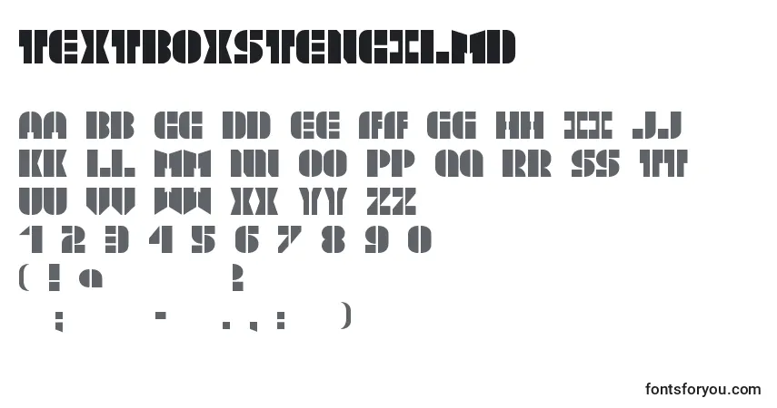 Schriftart TextboxStencilmd – Alphabet, Zahlen, spezielle Symbole