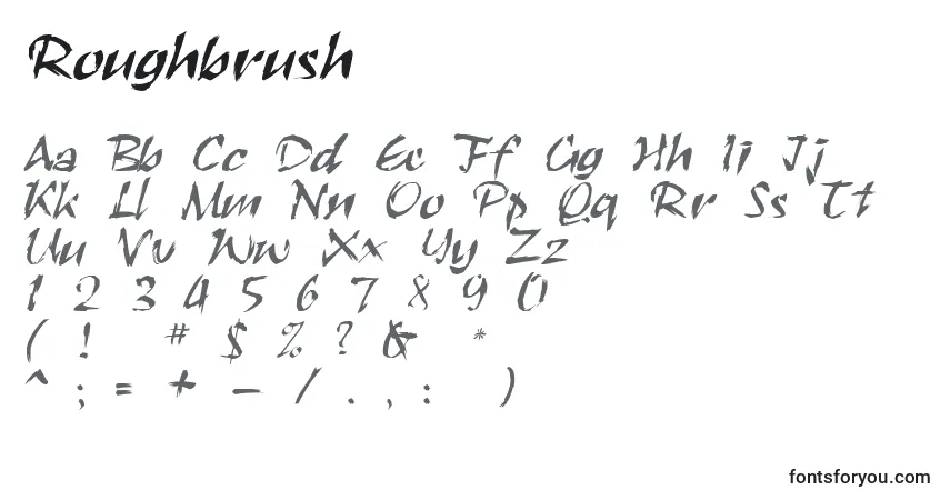Roughbrush-fontti – aakkoset, numerot, erikoismerkit