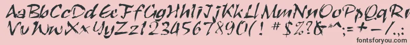 Police Roughbrush – polices noires sur fond rose