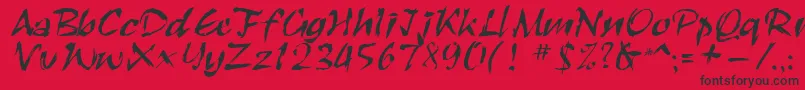 Fonte Roughbrush – fontes pretas em um fundo vermelho
